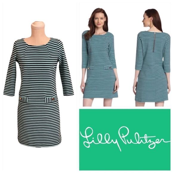 Lilly Pulitzer Charlene Tropez Blue Striped Shift Dress - Picture 1 of 10